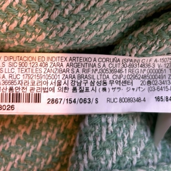 Zara Green White Tweed Textured Long Blazer-Small - Picture 12 of 15